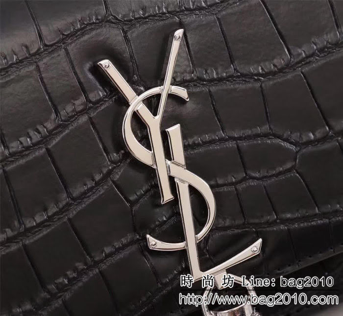 YSL聖羅蘭 爆款 鱷魚紋Saint Laurent 黑色鏈條包 26817-1 YAS1192
